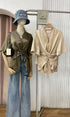MATINEE Satin Tie Wrap Button Down Shirts